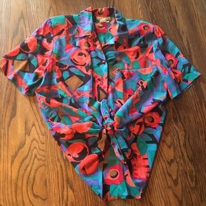 Vintage 100% Silk Quinn Avery Colorful Mid Blouse